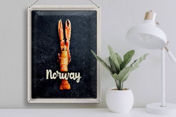 Panneau en étain voyage 30x40cm, plats de poisson norvégiens, vacances au crabe 3
