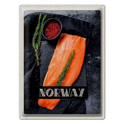 Cartel de chapa viaje 30x40cm Noruega delicia salmón tomillo