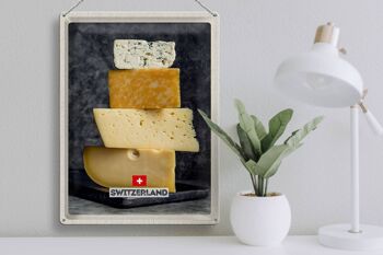Plaque en tôle voyage 30x40cm Suisse Berne fromage type Emmentaler 3