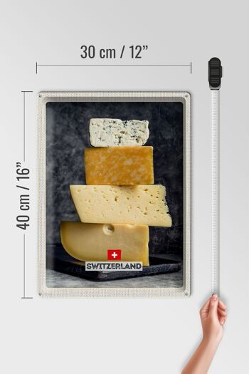 Plaque en tôle voyage 30x40cm Suisse Berne fromage type Emmentaler 4