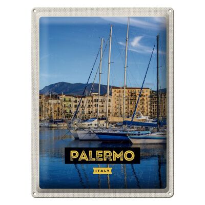 Cartel de chapa de viaje 30x40 cm Palermo Italia Barcos de mar