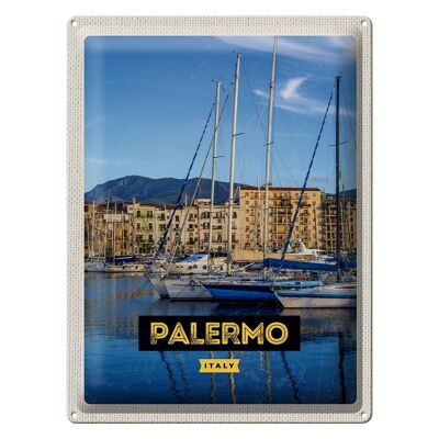 Blechschild Reise 30x40cm Palermo Italien Meer Boote