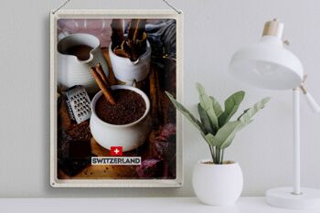 Signe en étain voyage 30x40cm, suisse Dessert chocolat bâton de cannelle 3