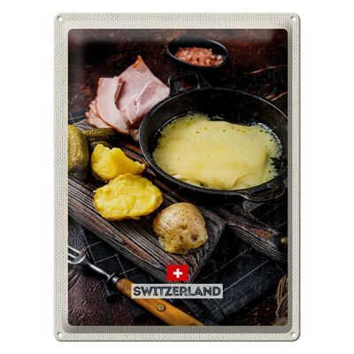 Blechschild Reise 30x40cm Schweiz Kartoffeln geschmolzener Käse