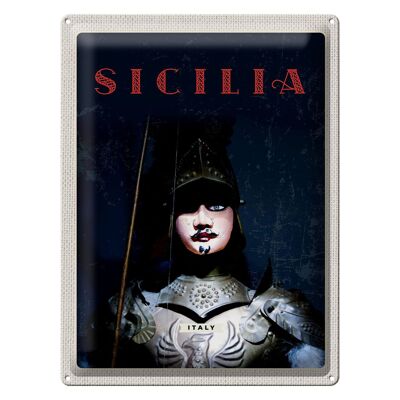 Tin sign travel 30x40cm Sicily Italy knight Middle Ages