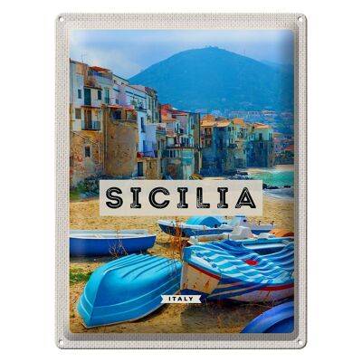 Targa in metallo da viaggio 30x40 cm Sicilia Italia Europa Vacanze
