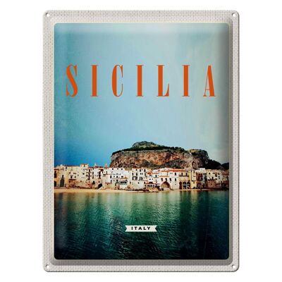 Targa in metallo da viaggio 30x40 cm Sicily Beach Europe Holiday Resort