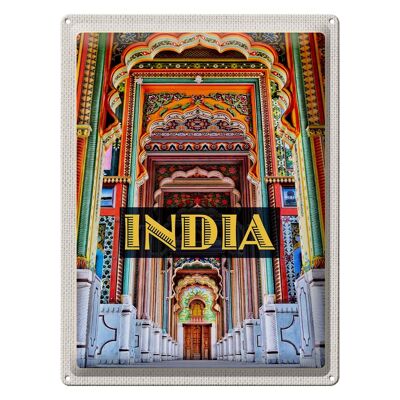 Targa in metallo da viaggio 30x40 cm India tempio colorato - ingresso