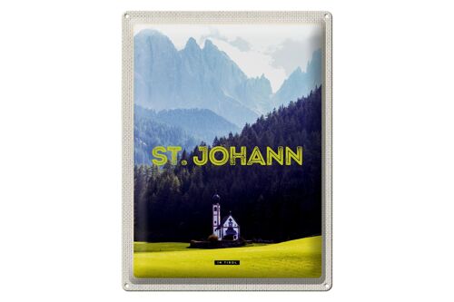 Blechschild Reise 30x40cm St. Johann in Tirol Österreich Kirche