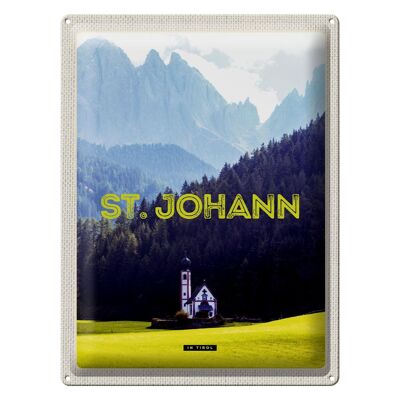 Plaque en tôle Voyage 30x40cm pcs. Église Johann in Tirol Autriche
