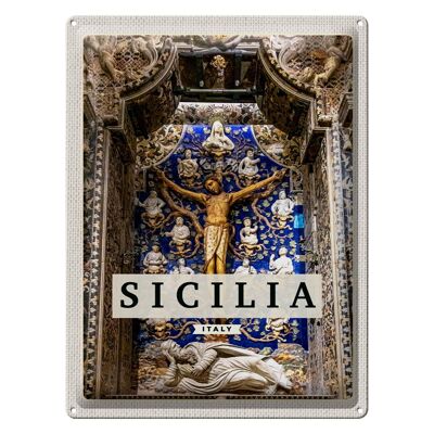 Cartel de chapa viaje 30x40cm Sicilia Italia Cristo Jesús en la cruz