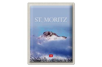 Plaque en tôle Voyage 30x40cm pcs. Vue de Moritz sur le sommet de la montagne 1