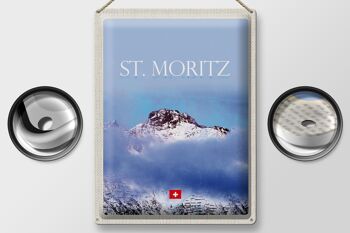 Plaque en tôle Voyage 30x40cm pcs. Vue de Moritz sur le sommet de la montagne 2