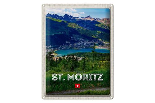 Blechschild Reise 30x40cm St. Moritz Österreich Ausblich Reise