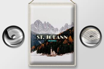 Plaque en tôle Voyage 30x40cm pcs. Johann in Tirol neige forêt hiver 2