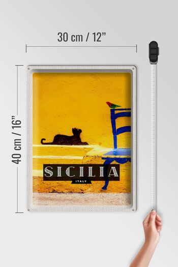 Signe en étain voyage 30x40 Sicile Italie image pittoresque chat 4
