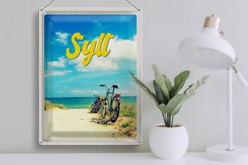 Signe en étain voyage 30x40cm, plage de Sylt, sable de mer, vélo d'été 3