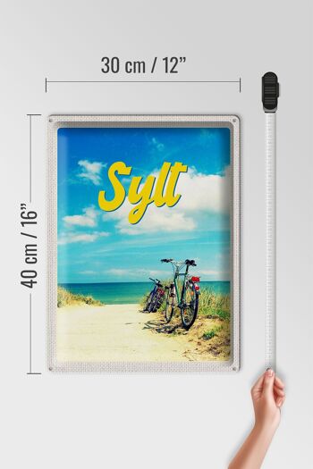 Signe en étain voyage 30x40cm, plage de Sylt, sable de mer, vélo d'été 4