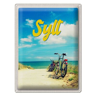 Cartel de chapa de viaje, 30x40cm, Sylt, playa, mar, arena, verano, bicicleta