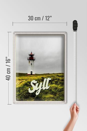 Plaque en tôle voyage 30x40cm Sylt plage phare prairie 4