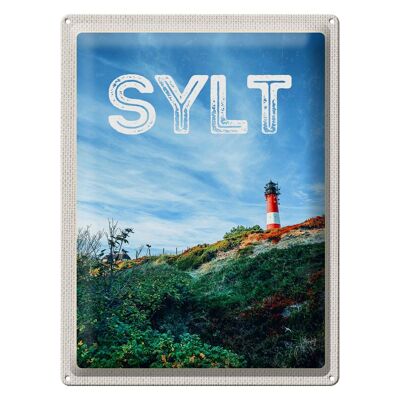 Signe en étain voyage 30x40cm, phare de l'île de Sylt en allemagne