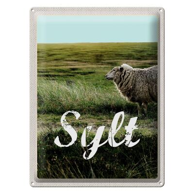 Cartel de chapa Travel 30x40cm Sylt Island Holiday Meadow Sheep