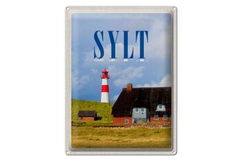 Plaque en tôle Voyage 30x40cm Sylt maisons toit en mousse phare 1