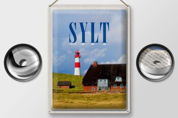 Plaque en tôle Voyage 30x40cm Sylt maisons toit en mousse phare 2