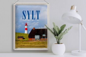 Plaque en tôle Voyage 30x40cm Sylt maisons toit en mousse phare 3