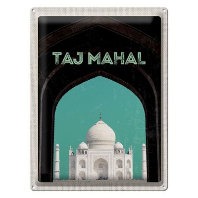 Targa in metallo da viaggio 30x40 cm India Asia Cultura Taj Mahal