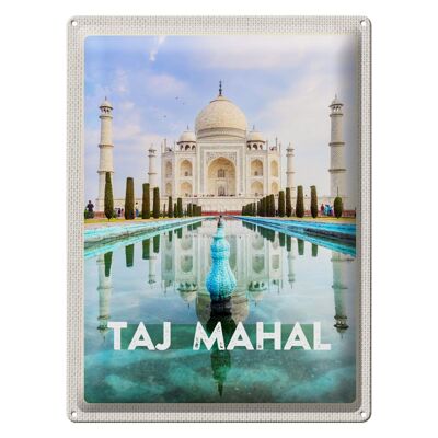Cartel de chapa de viaje, 30x40cm, India, jardín frontal, Taj Mahal