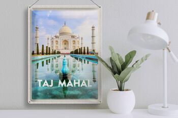 Signe en étain voyage 30x40cm, jardin devant l'inde, Taj Mahal 3