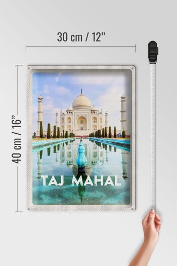 Signe en étain voyage 30x40cm, jardin devant l'inde, Taj Mahal 4
