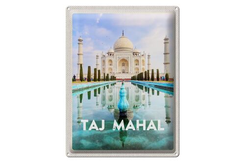 Blechschild Reise 30x40cm Indien Vordergarten Taj Mahal