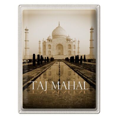 Targa in metallo da viaggio 30x40 cm India nero bianco Taj Mahal