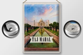 Panneau de voyage en étain, 30x40cm, inde, Taj Mahal, Agra, arbres de jardin 2