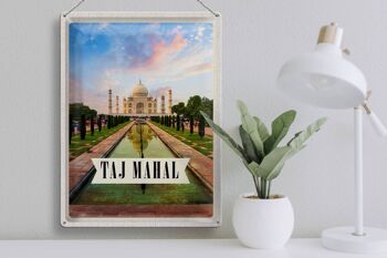 Panneau de voyage en étain, 30x40cm, inde, Taj Mahal, Agra, arbres de jardin 3