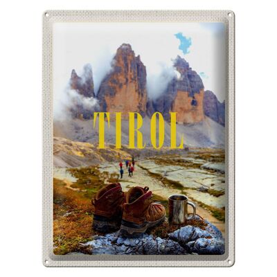 Cartel de chapa viaje 30x40cm Tirol senderismo zapatos montañas