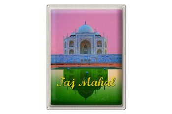 Signe en étain voyage 30x40cm inde asie Taj Mahal Agra Yamuna 1