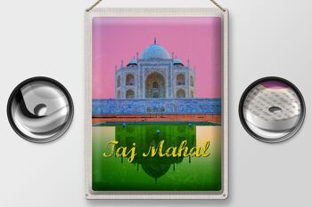 Signe en étain voyage 30x40cm inde asie Taj Mahal Agra Yamuna 2