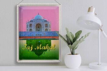 Signe en étain voyage 30x40cm inde asie Taj Mahal Agra Yamuna 3