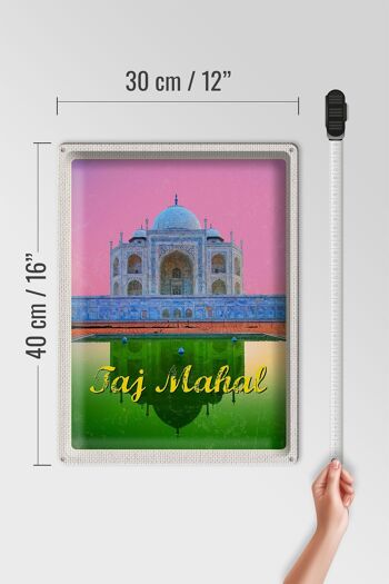 Signe en étain voyage 30x40cm inde asie Taj Mahal Agra Yamuna 4