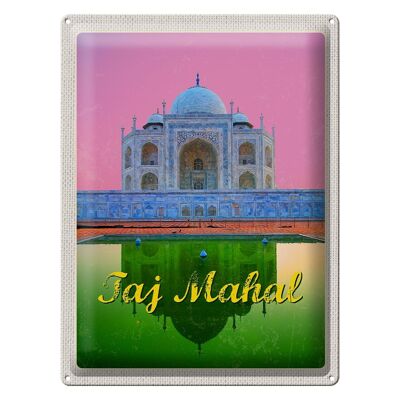 Targa in metallo da viaggio 30x40 cm India Asia Taj Mahal Agra Yamuna