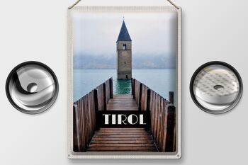 Panneau en étain voyage 30x40cm, clocher de l'église du Tyrol autriche 2