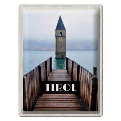 Cartel de chapa viaje 30x40cm Tirol Austria torre de la iglesia