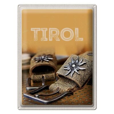 Cartel de chapa de viaje 30x40cm Cinturón de cuero Tirol Edelweiss