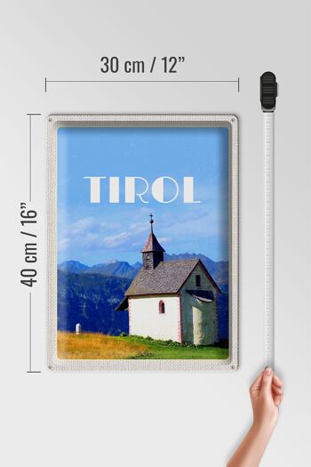 Panneau en étain voyage 30x40cm, église du Tyrol sur la forêt naturelle de montagne 4