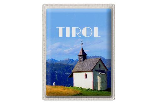 Blechschild Reise 30x40cm Tirol Kirche auf den Berg Natur Wald