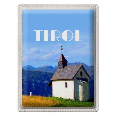 Blechschild Reise 30x40cm Tirol Kirche auf den Berg Natur Wald