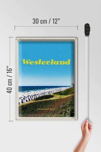 Panneau en tôle voyage 30x40cm, plage Westerland, chaises de plage 4